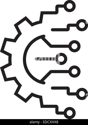 AI tech icon in flat style. Digital transformation vector illustration on isolated background. Cogwheel framework sign business concept. Stock Vector