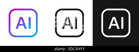 Artificial intelligence icon in flat style. AI generate vector illustration on isolated background. Prompt algorithm sign business concept. Stock Vector