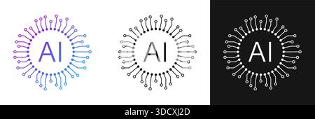 Artificial intelligence cpu icon in flat style. Microchip for AI generation vector illustration on isolated background. Prompt algorithm sign business Stock Vector