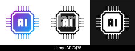 Artificial intelligence cpu icon in flat style. Microchip for AI generation vector illustration on isolated background. Prompt algorithm sign business Stock Vector