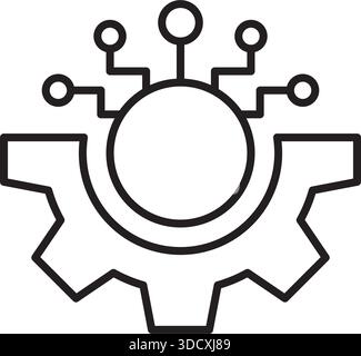 AI tech icon in flat style. Digital transformation vector illustration on isolated background. Cogwheel framework sign business concept. Stock Vector