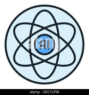 AI Atom vector Artificial Intelligence Molecule concept colored round icon or design element Stock Vector