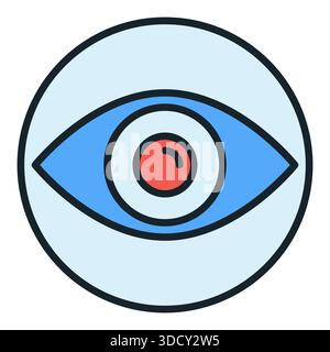 AI Eye vector Artificial Intelligence Vision concept linear round colored icon or logo element Stock Vector