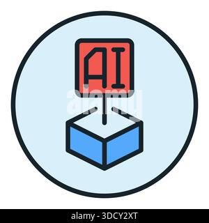 Artificial Intelligence Block vector AI technology concept colored round icon or logo element Stock Vector