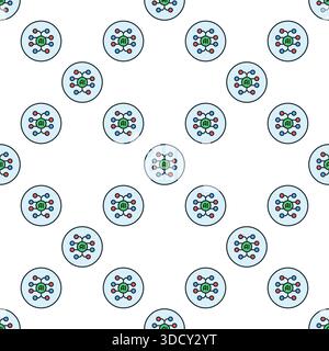 AI Brain vector Artificial Intelligence Smart Circuit Board concept colored round seamless pattern Stock Vector