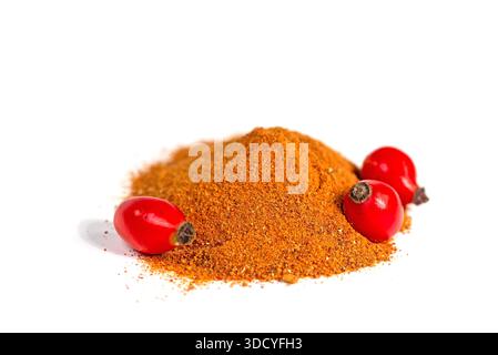 Rosehip powder against a white background Stock Photo