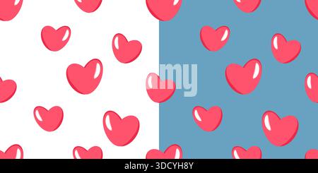 Pink Hearts Seamless Pattern, Two Colorways Stock Vector
