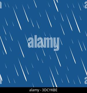 rain seamless pattern design. Blue color pouring rain texture. Repeating falling water drops background. Stock Vector