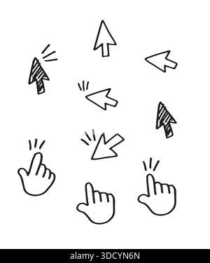 Hand drawn mouse clic doodle. Stock Vector