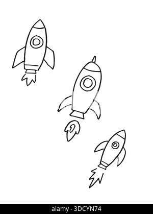 Hand drawn rocket ship doodle. Stock Vector