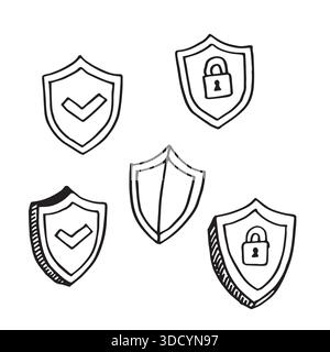Hand drawn protective shield. Stock Vector