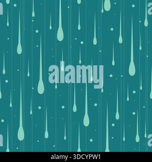 Abstract rain design with smooth vertical lines of different lengths on a dark green background Stock Vector
