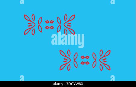 abstract red leave design on blue background Stock Vector