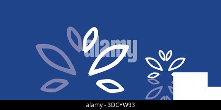 abstract white leave design on blue background Stock Vector