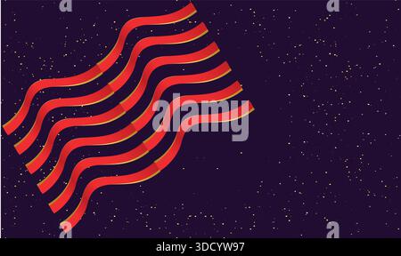 red ribbon on abstract dark background Stock Vector