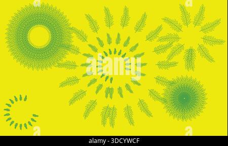 celebration green flower on light yellow background Stock Vector