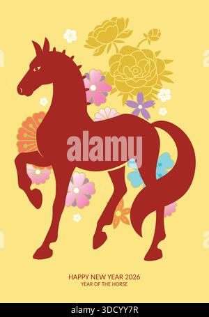 Year Of The Horse 2026 Poster Flowers Decorations Lunar New Year 2026 Year Of The Horse 2026 Poster Flowers Decorations Lunar New Year 2026