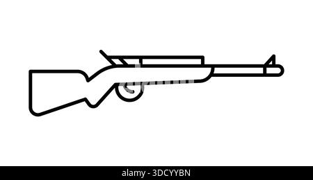 Simple and clear outline of a gun in black line art style. Perfect for minimalist design and creative projects related to security, sport, and outdoor Stock Vector