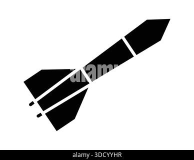 This image features a black silhouette of a missile on a white background, showcasing a modern design suitable for technology and military-related the Stock Vector