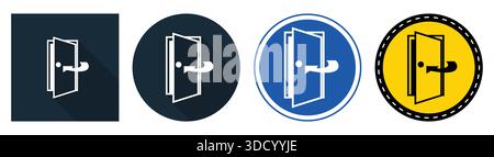 This image features a set of four modern door icons in various styles and colors. Ideal for user interface design, web graphics, and creative projects Stock Vector