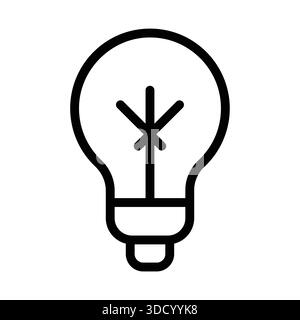 A minimalist light bulb icon designed in a black and white style, perfect for representing ideas and innovation in a clean and modern way. Stock Vector