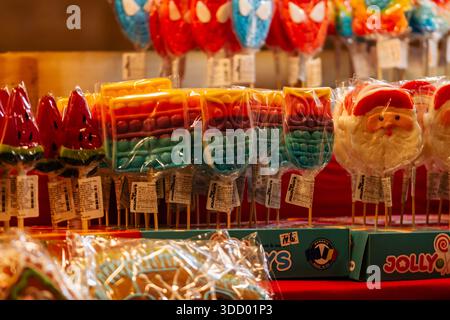 Freshly baked homemade cookies and treats at Christmas market stall Stock Photo