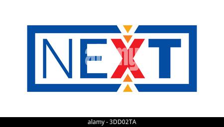 word next in frame. next word and orange arrows concept Stock Photo
