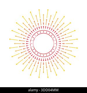 Colorful arrow symbols around circle on white background. Arrow symbols concept Stock Photo