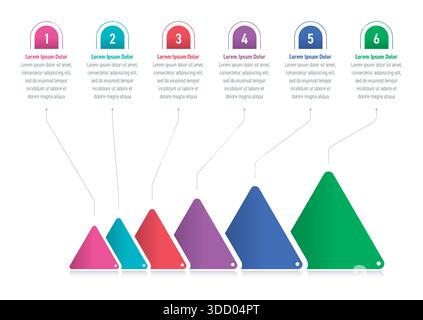 colorful triangles infographic template. six steps information template. infographic template for business, education Stock Photo