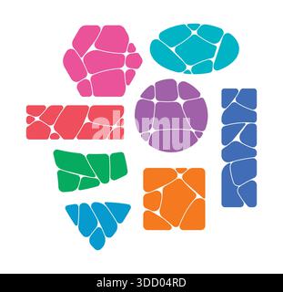 cut versions of colorful geometric shapes. set of cut geometric shapes. group of pieced geometric shapes for education Stock Photo