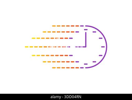 dashed analog clock concept. fast analog clock concept. dashed wall clock Stock Photo