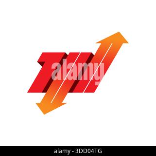 down arrow sign, up arrow sign and number 100. 100 number concept. hand drawn 100 and arrows Stock Photo