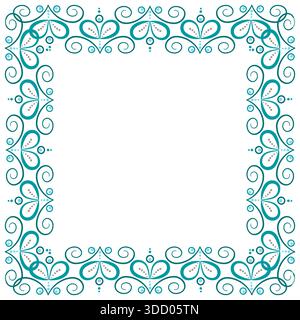 Ornamental filigree square frame of graceful curls Stock Vector