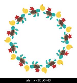 Sea Turtle Wreath Frame Illustration Stock Vector