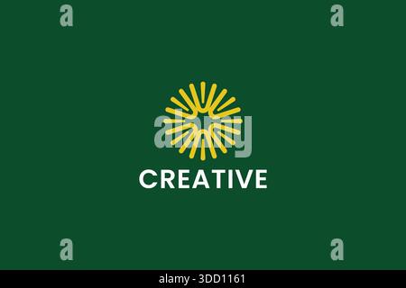 Abstract Creative Starburst Brand Identity Minimalist Modern Fun Badge Logo Stock Vector