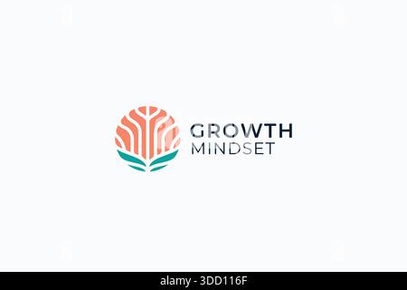 Abstract Brain Plant for Growth Mindset Logo Sign Symbol Life Thinking Learn Skill Software Business Development Stock Vector