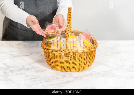 Holding Easter Cookie Basket with Both Hands Stock Photo