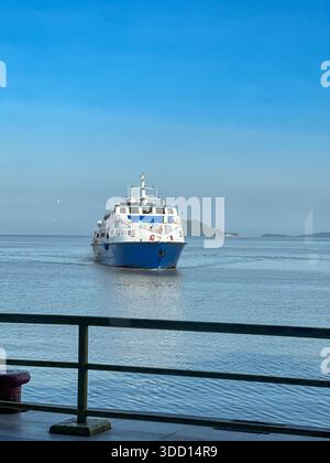 Perlis, Malaysia, December 3, 2025: A large white and blue passenger ...