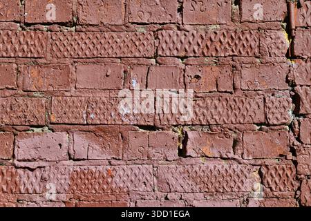 Old red brick wall texture made from the textured bricks Stock Photo
