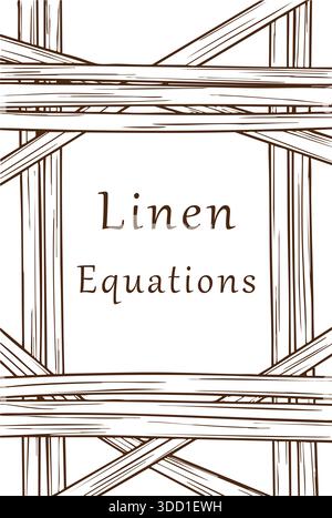 An interlaced ribbon border suggests woven strips around a centered title reading Linen Equations. Stock Vector