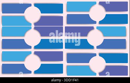 different piece of paper cut from center as circle to make an art on light pink background Stock Vector