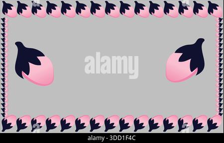 pink and black various fruit on abstract background Stock Vector