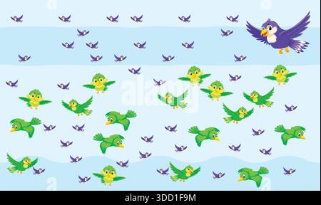 several type of bird flying in the sky Stock Vector