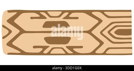 Traditional ethnic border design featuring brown geometric patterns and tribal motifs on a light background, perfect for cultural decorative projects. Stock Photo