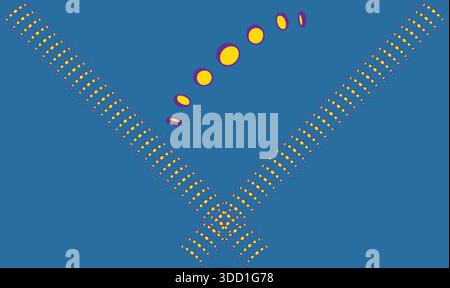 yellow and blue circle make an light effect on blue background Stock Vector