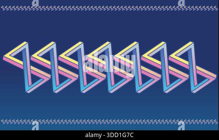 multi color design with border on dark blue background Stock Vector