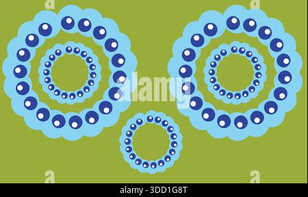 small and big blue circle on abstract green background Stock Vector