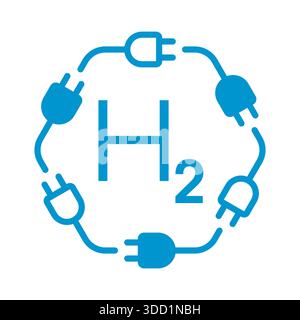 electrical plug and h2 concept. hydrogen energy logo Stock Photo