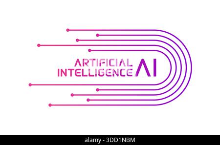 electronic circuit and AI concept. artificial intelligence logo. artificial intelligence concept Stock Photo