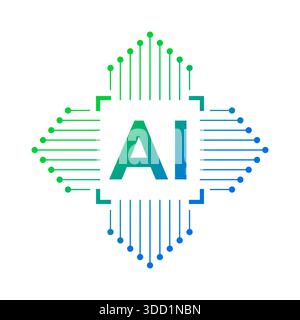 electronic circuit and artificial intelligence. chip and ai concept. artificial intelligence interface Stock Photo